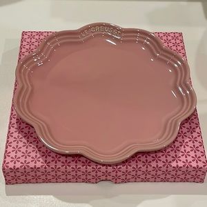 New Le Creuset 22cm Satin Pink Frill Plate from the Flower Collection